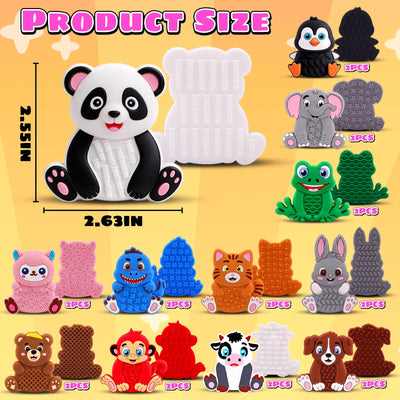 Silicone Sensory Fidget Toys for Kids Toddlers, 24 Pack Animal Texture Stress Relief Toys for Kids Autism Calming, Special Needs for Autism ADHD, Quiet Fidgets for Kids Classroom, Toddlers Travel Toys