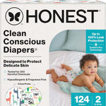 The Honest Company Clean Conscious Diapers for Delicate Skin | Up to 100% Leakproof | Hypoallergenic, Fragrance Free | Gender Neutral | Club Box, Size 1 (8-14 lbs), 78 Count (Prints May Vary)