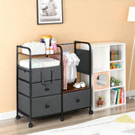 Orzbow 4 Tier Baby Rolling Storage Cart with Drawers, Detachable Baby Diaper Caddy Organizer and Storage, Metal Rolling Utility Cart for Nursery, Bedroom, Changing Table & Crib, Easy to Assemble, Gray