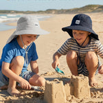 Kids Sun Hat with Neck Flap, UPF 50+, Quick Dry Beach Hat for Baby Boys Girls (US, Age, 2 Years, 8 Years, Light Gray+Navy Blue)
