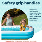2-in-1 Inflatable Kiddie Pool, 65"x39"x10" (5'5") Soft Cushioned Floor, Handles, Drain, Shallow Rectangular Blowup Swimming Pool for Kids Age 2+ Toddler Ball Pit, Small Adult Backyard Tanning Pool