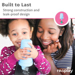 Re-Play Spill-Proof Sippy Cups for Toddlers - Kids Reusable 10 Oz Set of 4, Dishwasher & Microwave Safe, Made in USA, True Blue