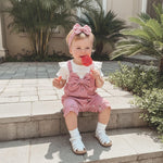 YINGISFITM Newborn Baby Girl Clothes Summer Short Sleeve Romper Floral Bow Short Jumpsuit Infant Cute Outfits (Pink, 3-6 Months)
