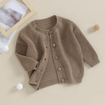 Newborn Baby Girl Boy Cute Long Sleeve Button Up Cardigan Toddler Knit Sweater Infant Fall Winter Clothes (Khaki, 0-3 Months)