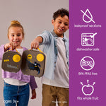 b.box Batman Mini Lunch Box Kids | 4.25 Cup Leak Proof Bento Box for Kids Ages 3+ | 3 Compartment Snack Containers, School Lunch Container, Dishwasher Safe, BPA-Free, PFAS-Free