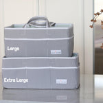 Lily Miles Baby Diaper Caddy - Organizer Tote Bag for Infant Boy or Girl - Baby Shower Basket - Nursery Must Haves - Registry Favorites - Newborn Caddie Car - Gray/Gray, Extra Large