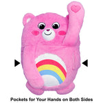 Happy Nappers: Care Bears 26" Pillow Pocket Pal - Cheer Bear - Plush Character Pillow Case, Animal Cover w/Weighted Paws, Soft Huggable Companion, Kids