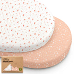 2-Pack Baby Bassinet Sheets Girl, Boy - 33x17 Viscose Derived from Bamboo Bedside Mattress Fitted Bassinet Sheets, Compatible with Halo Bassinest Swivel Sleeper, Baby Delight, Graco(Butterflies)