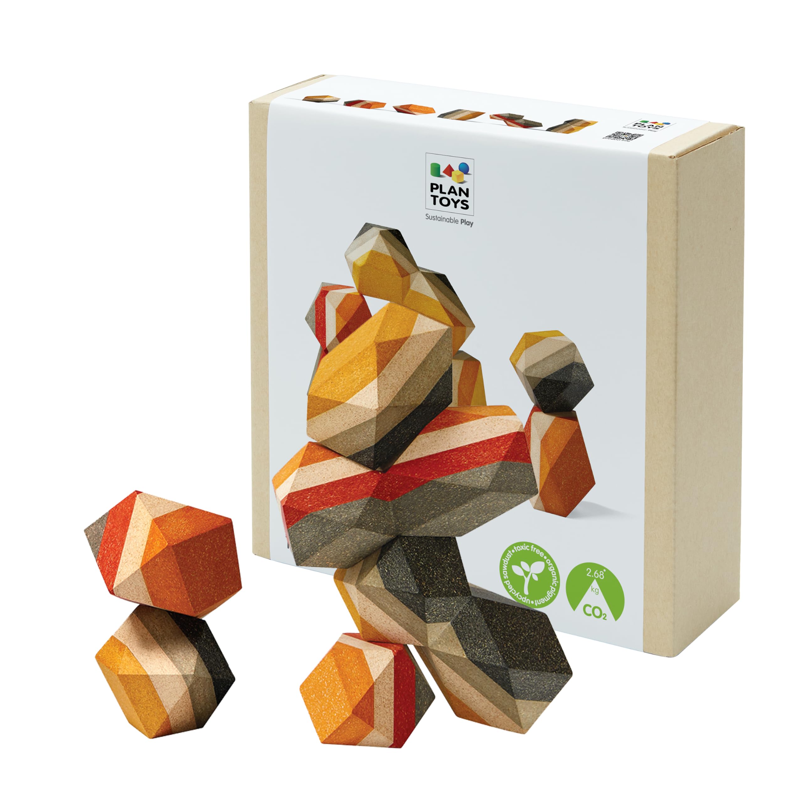 Geo Stacking Rocks PlanToys® Geo Stacking Rock Wooden Montessori Balancing and ...