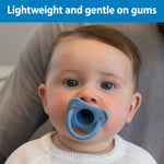 Dr. Brown's HappyPaci 100% Silicone Baby Pacifier, Contoured One-Piece Design, Light-Blue, Blue, White, 0-6m, BPA-Free, 4-Pack