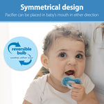 Dr. Brown's Advantage One-Piece Silicone Baby Pacifier, Fully Symmetrical Soother, Blue/Light Blue/Gray, 0-6m, BPA Free, 3 Pack