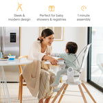 Munchkin® 360° Cloud™ Baby and Toddler High Chair with Clear Seat and 360° Swivel, White and Grey with Wooden Legs