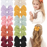 doboi 20PCS Fable Bows 3.6 Inch Hair Clips Baby Girls Hair Clips Cotton Linen Bows for Girls Solid 10 Color Hair Accessories for Baby Toddlers Kids