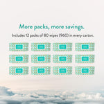 JOONYA Unscented Baby Wipes — Plant-Based, Fragrance-Free Bulk Diaper Wipes | Hypoallergenic, Non-Toxic & Biodegradable Wet Wipes for Sensitive Newborn Skin | 12 Packs of 80 (960 Total)