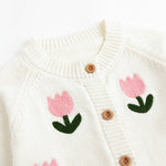 Simplee kids Baby Sweater Beige Girl Sweater Knitted Cardigan for Toddler 1-9Years Spring Kids Solid Jacket Beige