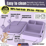 BEARFOOT Kids Lunch Box with Compartments – Compact & Lightweight | Leak-Proof, BPA-Free, Dishwasher Safe | Hand-Drawn Design for Preschool, School, Travel (Unicorn Purple, 2.75 Cups)