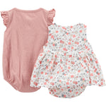 Simple Joys by Carter's Baby Girls' Sleeveless Rompers, Pack of 2, Peach/White Floral, 3-6 Months