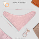 LILY O LAUREL Muslin baby bandana bibs for drooling and teething, 100% cotton, Baby bibs for boys and girls, Muslin Bibs, Drool Bibs – Pack of 8
