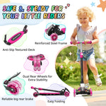 Kick Scooter for Kids 3-7 Ages - Light Up 3 Wheel Scooters,Lean-to-Steer,Three Adjustable Height Scooter for Kids, Wide Dual Rear Wheels,Safe Stable Ride for 3-5,5-7 Year Old Girl Boy Kid - Pink