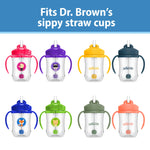 Dr. Brown's Baby's First 6m+ Straw Cup Bundle with Weighted Straw, Handles, Lid, Straw, and Brush, Dark Blue
