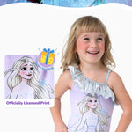 Disney Frozen Girls Swimsuits Elsa Ruffle One Piece Bathing Suits Sport Summer Beach Swimwear Light Purple Quick Dry for Toddler Girls Size 2T