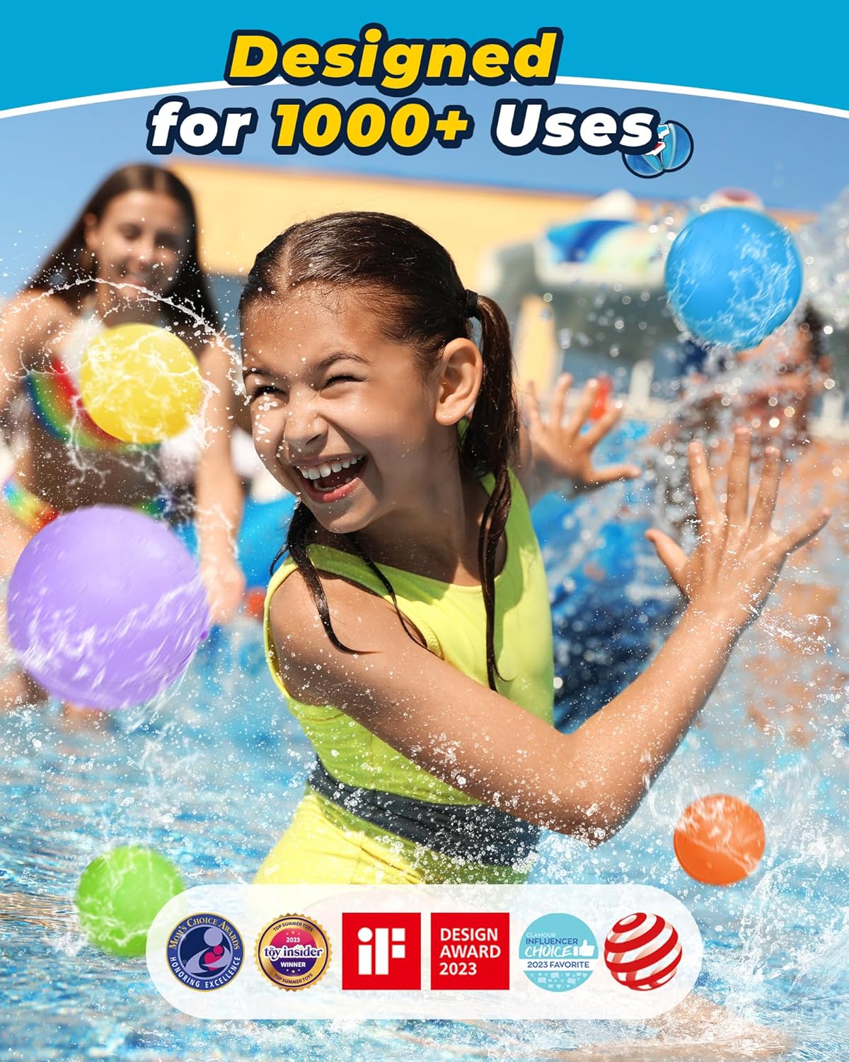 SOPPYCID 6PCS Reusable Water Balloons - Quick Fill Water Balls Toys For Toddler Age 4-8 - Refillable Magnetic Self-Sealing Water Splash Bomb For Summer Party Pool Outdoor Beach Toys for kids Age 8-12