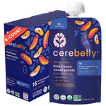 Cerebelly Organic Baby Food Pouches, Black Bean Sweet Potato Purees, 16 Nutrients, No Added Sugar, Non-GMO, Toddler Snacks, 4oz, 6 Pack