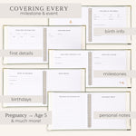 Keepsake Baby Memory Book for Boys and Girls – Timeless First 5 Year Baby Book – Neutral Journal Scrapbook or Photo Album - Record a Milestone for Every Event from Birth to Age 5