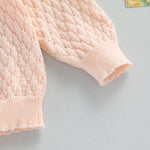 Newborn Baby Girls Knit Cardigans Long Sleeve Crewneck Hollow Knit Thin Sweater Toddler Button Tops Coat Outwear (Pink-Ruffle, 6-12 Months)