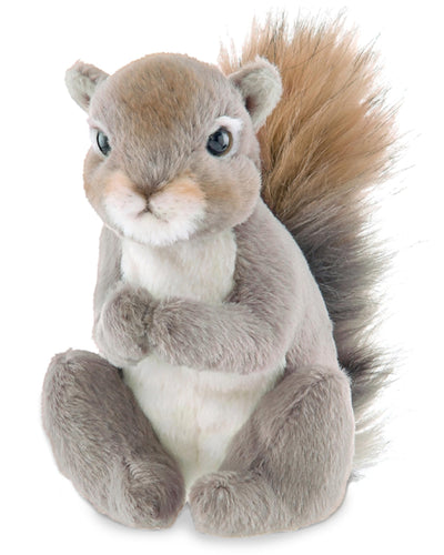 Plush squirrel toy on a white background