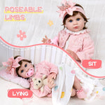 Aori Realistic Reborn Baby Dolls - 22 Inch Lifelike Baby Girl with Feeding Bottle & Pacifier, Weighted Cloth Body for True-to-Life Feel, Gift for Kids Ages 3+