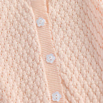 Newborn Baby Girls Knit Cardigans Long Sleeve Crewneck Hollow Knit Thin Sweater Toddler Button Tops Coat Outwear (Pink-Ruffle, 6-12 Months)