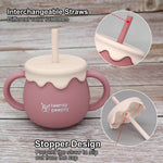 teensy peepsy Honey Pot 2-in-1 Silicone Training Cup 8.5oz, Baby Sippy Cup with Straw & Snack Cup for 6 months+ Straw Cup for Baby Girl Gift, Toddler Smoothie Cup (Pretty in Pink)
