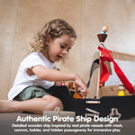 PlanToys® Pirate Ship Wooden Montessori Imaginative and Fine Motor Play Set | Creativity, Coordination and Storytelling Development Activity | Eco Friendly Adventure Boat Toy