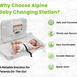 Alpine Wall Mounted Baby Changing Station - Horizontal Baby Changing Table Foldable Diaper Tables with Safety Strap for Commercial Bathroom, ADA Complaint (Hardware Included) White Gray