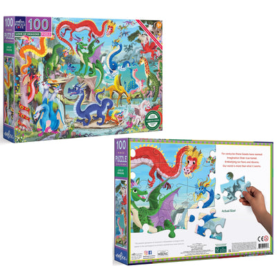 eeBoo 100 Piece Puzzle for Kids - Love of Dragons Children's Puzzle Dragon Themed, Large Pieces for Small Hands to Develop Motor Skills