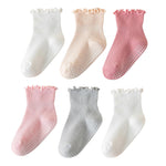 ANYANIME 6 Pairs Toddler Ruffle Socks for Girls Baby Grip Socks Non Slip Socks Cute Grippy Frilly