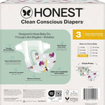 The Honest Company Clean Conscious Diapers for Delicate Skin | Up to 100% Leakproof | Hypoallergenic, Fragrance Free | Winter '25 Limited Edition Prints | Club Box, Size 3 (16-28 lbs), 62 Count