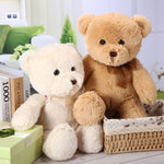 HyDren 2 Pack Plush Bear Stuffed Animals 18 Inch Cuddly Stuffed Bear Plushies with Bow for Birthday Gifts Baby Shower Party Favor Decors(Beige, Light Brown)