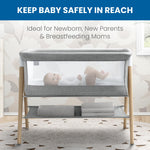 Simmons Kids Koi by The Bed Bassinet with Breathable Mesh and Natural Beechwood Legs, Dove Grey