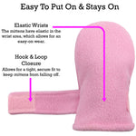N'Ice Caps Baby Toddler Mittens Kids 2 Pairs Fleece Gloves Winter Warm Sherpa Lined Pack (Pink/Fuchsia Pack - Infant No Thumbs, 6-18 Months)