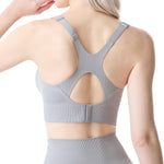 Momcozy Nursing Bras for Breastfeeding, Ribbed Maternity Bra with Racerback, Soft Stretchy Nursing Sports Bra for Yoga Gray