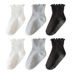 ANYANIME 6 Pairs Toddler Ruffle Socks for Girls Baby Grip Socks Non Slip Socks Cute Grippy Frilly