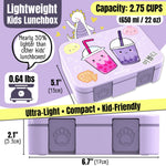 BEARFOOT Kids Lunch Box with Compartments – Compact & Lightweight | Leak-Proof, BPA-Free, Dishwasher Safe | Hand-Drawn Design for Preschool, School, Travel (BubbleTea Purple, 2.75 Cups)