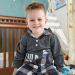 Kucnuzki Baby Toddler Boy Clothes 2T Boys Clothes Long Sleeve Letter Print Hoodies+Long Plaid Pants Cute Little Boy Clothes Fall Winter Boys Clothes 2T 3T