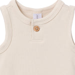 Modern Moments by Gerber Baby Boys' Ribbed 4-Piece Sleevless Bodysuit & French Terry Short Set, Tan/Blue, 0-3 Months