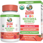 MARYRUTH'S Kids Vitamins USDA Organic | Multivitamin Gummies + Postbiotics for Ages 4+ | Multivitamin for Kids with Lactobacillus Rhamnosus | Children’s Vitamins | Vegan | Non-GMO | 60 Count