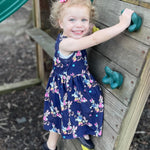 Disney Minnie Mouse Baby Girl Dress Daisy Duck Pattern Casual Sundress Sleeveless Summer Outfit School Holiday Clothes Deep Blue 6-9 Months