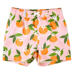 RUGGEDBUTTS Boys UPF50+ Sun Protection Fruits & Florals Swim Trunks - Orange You The Sweetest, 2T