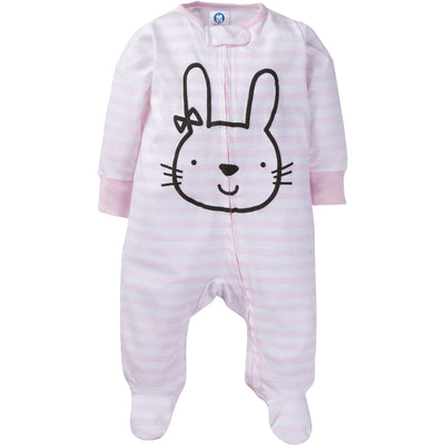 Gerber Baby Girls 4 Pack Sleep 'N Play Footie Bunny Smiley Preemie